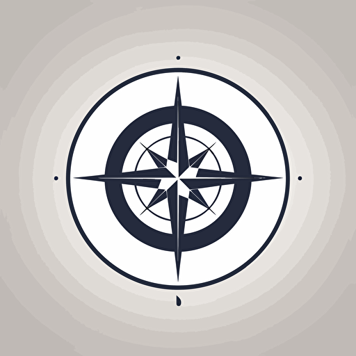 minimalist logo for an insurance claims company, featuring a shape of a compass symbol in navy blue, grey, and white colors. It will be displayed on a white background and executed as a vector illustration, using Adobe Illustrator or a similar software,