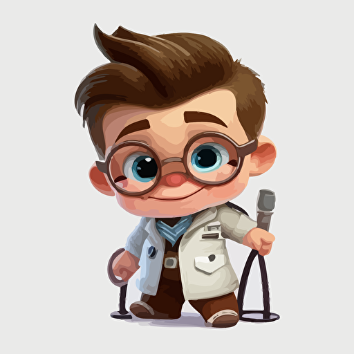 A gorgeus baby doctor, smiling, white background, vector art , pixar style