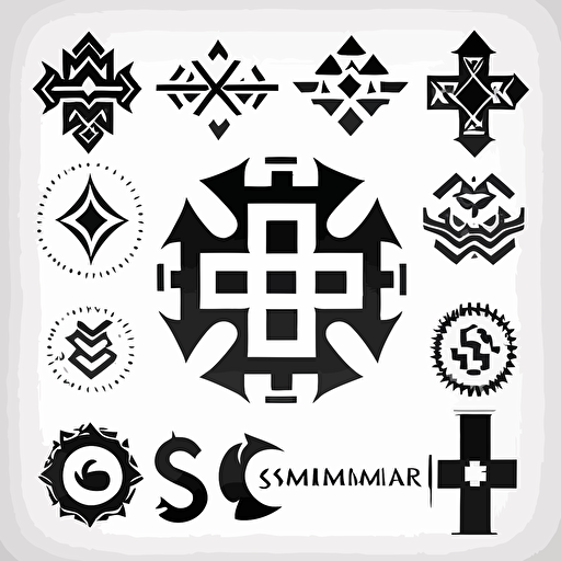 create a logo with somerian symbols mixed with technology, white background, simple vector logo.
