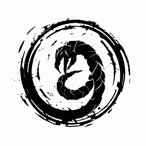 simple, modern iconic logo of snake spinning on itself black vector, on white background