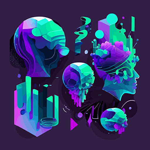 vector illustration of scalability and AI designmilk purple black blue green