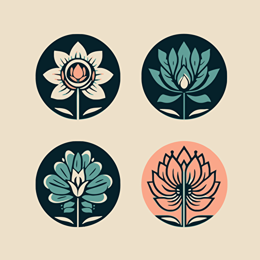 logo vector designs of flowers, minimalist style, cool