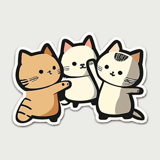 Stickers cute karate cats, minimalist, vector, white background