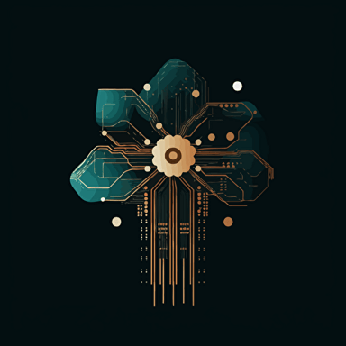 an elegant, beautiful, modern, contemporary vector logo of a flower with circuit board imagery for a tech company