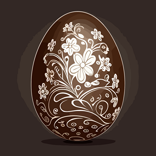 sticker vector design, digital art style, decorated chocolate easter egg shape, white outline, highly detailed
