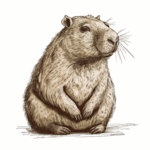 a cute cartoon style capybara, hand drawn, highly detailed, vector artwork, contoured with white background
