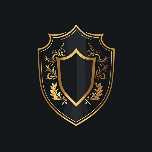 modern Shield sticker, minimalist Shield design, refined, minimalist, simple, flat illustration, vector illustration, black background, In the middle of the shield should be the word Dynasty