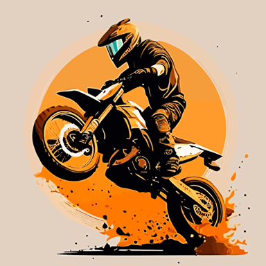 a simple vector image of a guy on a dirt bike doing a wheelie on the street the guy does not have a helmet on, the picture is in initial D style**