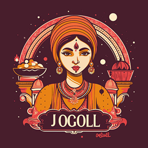 Design a logo for an indian street food brand with international design aesthetics, colorul, wordmark, Origial design, bollywood style font, vector