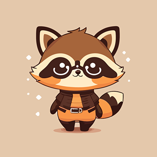 cute racoon kawaii style, vector clipart