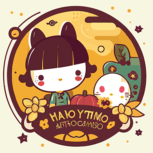 vector logo for mid autumn festival Sanrio style 2D illustrator,