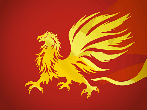 flag with yellow griffon on a red background, stylized, vector,