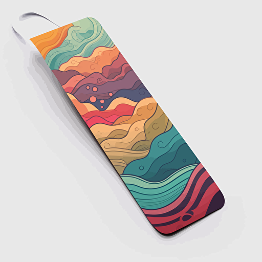 rectangular bookmark, illustration, ultimate frisbee, inspired by elements of nature, 5-color cold palette , vectorized illustration, colors not repeating side by side, geometric shapes and curves.