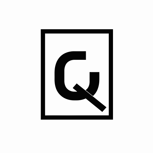 modern iconic logo of square shaped letter 'Q' , black vector on white background