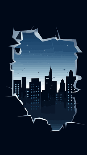 A robbery to be solved in a cut paper style, a safe emptied of its contents, footprints leading to a broken window, a city below, Illustration, vector, cut paper,