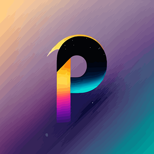 logo of the letter P, space gradient color, flat, minimal, vector