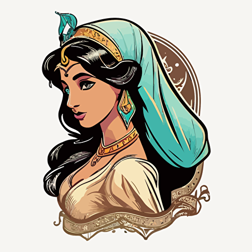 sticker design, with transparent background of princess jasmine from Aladdin vector file
