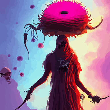 vibrant contrast photorealistic 3d fancy portrait queen death giant floating flower jellyfish greg rutkowski sung choi mitchell mohrhauser maciej kuciara johnson ting maxim verehin peter konig bloodborne beeple 8k photorealistic cinematic lighting hd high details atmospheric trending artstation maya blender photoshop octane render excellent composition cinematic dystopian brutalist atmosphere dynamic dramatic cinematic lighting aesthetic inspirational gloomy mood greg rutkowski ilya kuvshinov wlop stanley artgerm lau ruan jia fenghua zhong high contrast