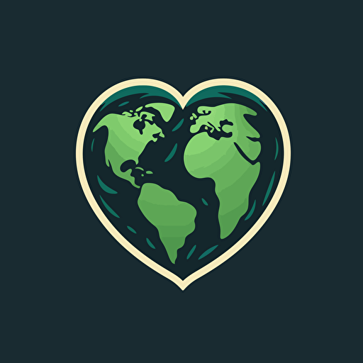 heart shaped earth logo, vector, solid colors