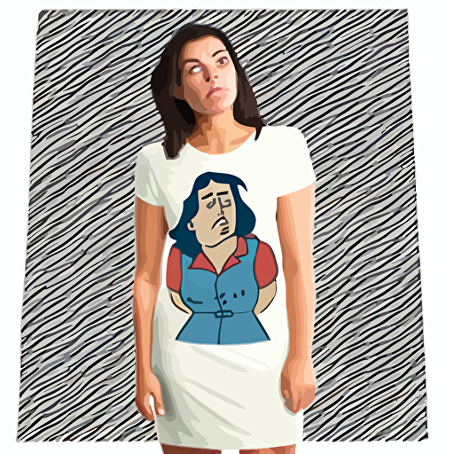 dilber 2d flat vectorized white background women middle aged casual dress looking confused