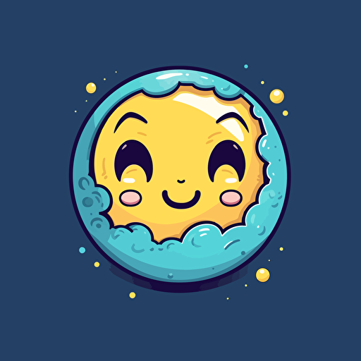 vector style, moon with a smiley face, chibi