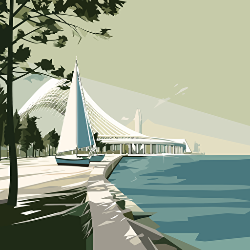 vector art, milwaukee art museum, lake drive