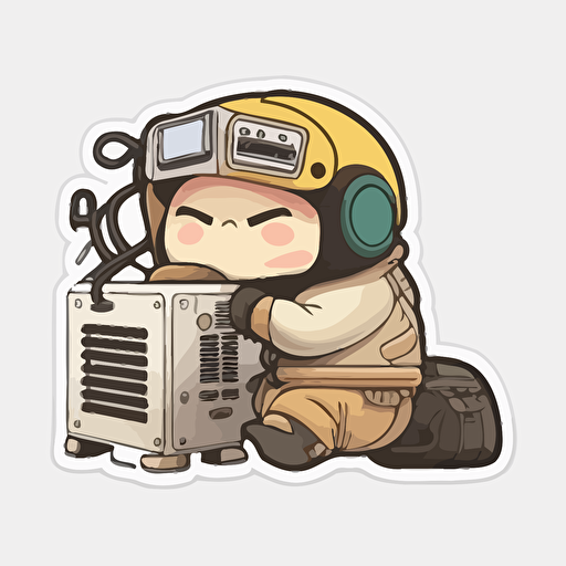 welder , Sticker, Cute, Soft Color, Kawaii, Contour, Vector, White Background, Detailed