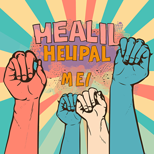 symbolic for "We want to help every people with medicine to be healthful", vector, pop art style, soft colors