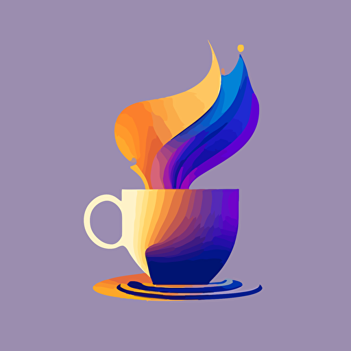 vector logo with pinta of coffee, blue purple orange gradient, simple, minimalism