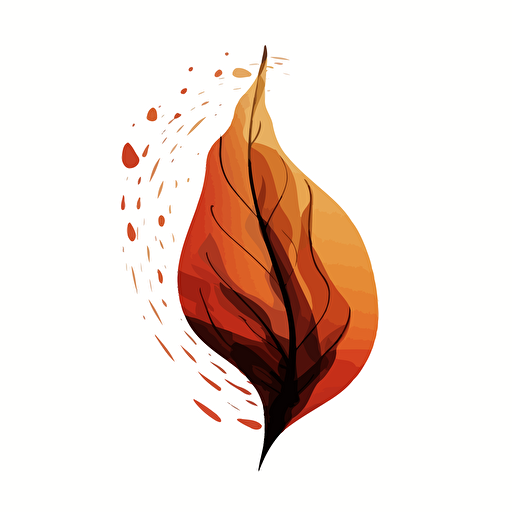 an autumn leaf falling in the air, sleek minimalist design, orange and brown, fluid vector art