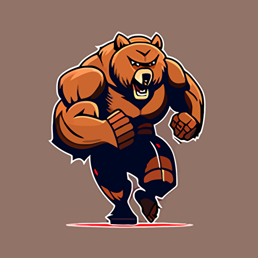 sports team mascot, hungry bear, vector, minimalist, simple