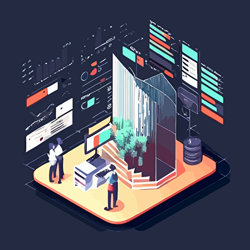 vector isometric illustration, the software should identify where the user's attention is focused on a given image and generate corresponding statistics