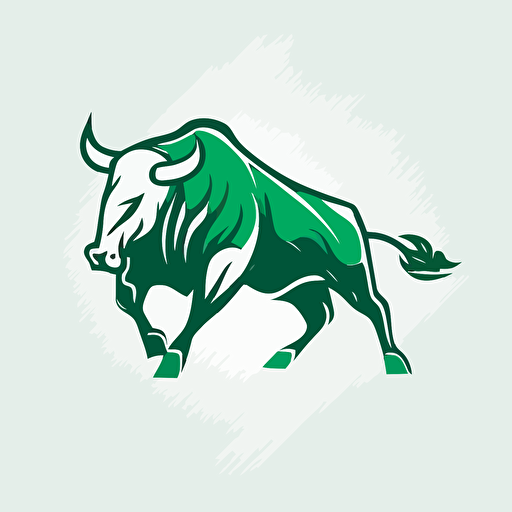 bull vector logo, green and white, minimalistic