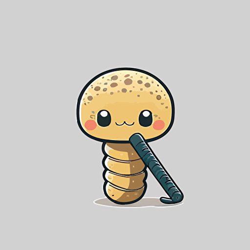 cute rattle snake kawaii style, vector, white background, cute facial expression