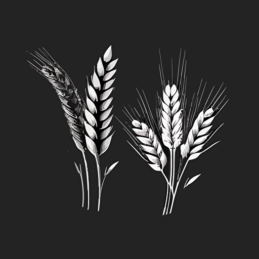 couple of barley, vector art, black and white, white background
