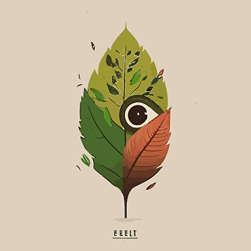 a very minimalist Artsy flat vector illustration representing nature with a leaf and in the middle the company name "eco tips"