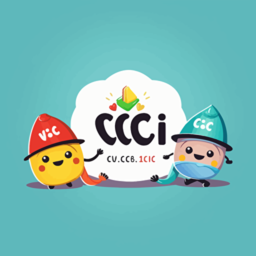 a logo with a funny theme representing a chat group whose members are employees on the 4th floor of an organization called VCCI, creative, colorful, chit chatting style, vector logo