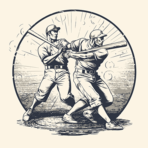vector illustration of baseball players hitting the ball