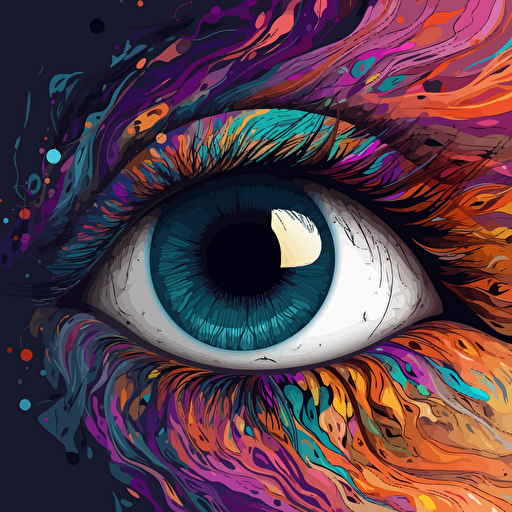 vector art of highly detailed iris of an eye with bright colors