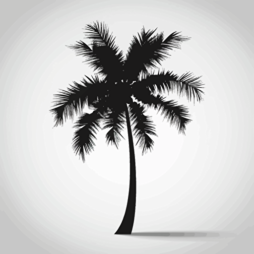black silhouette of a palm tree, white background, vector art, black color only, white background, simple
