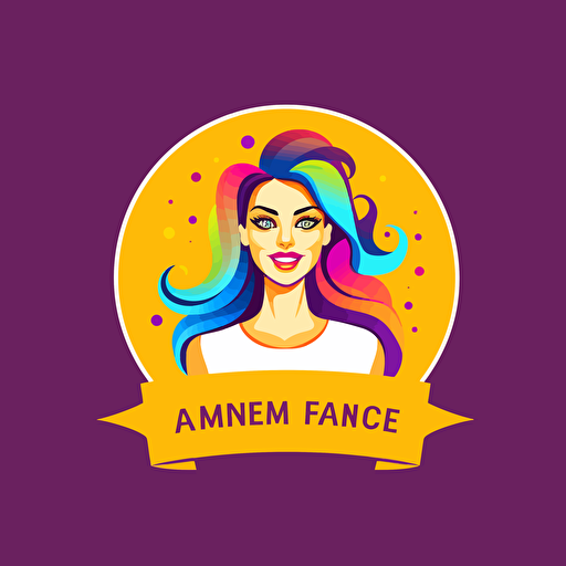 Create a happy balanced succesful catchy logo illustration for a company directed to mompreneurs, directed to women age 35 and above who are not familiar with artificial intelligence but are eager to run a business and be succesful and happy and balanced, have little time to do many things, powerful, vibrant colors related to being succesful and updated,, use a flat vector logo of a geometric figure, blue purple orange gradient, simple minimal, v 5.1