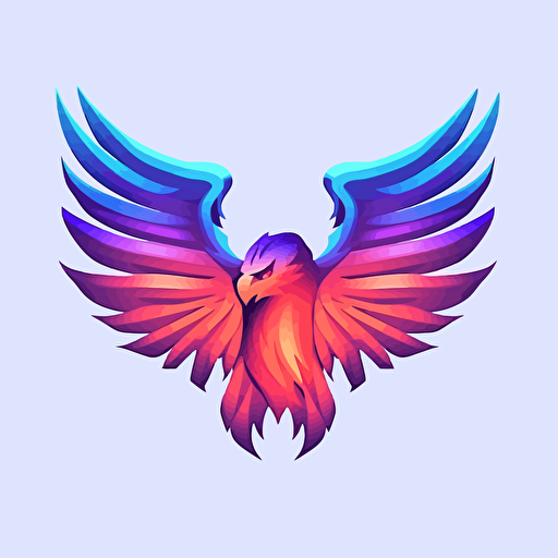 logo like Firefox of a falcon wings with mixing with a fortress, vector, gradient