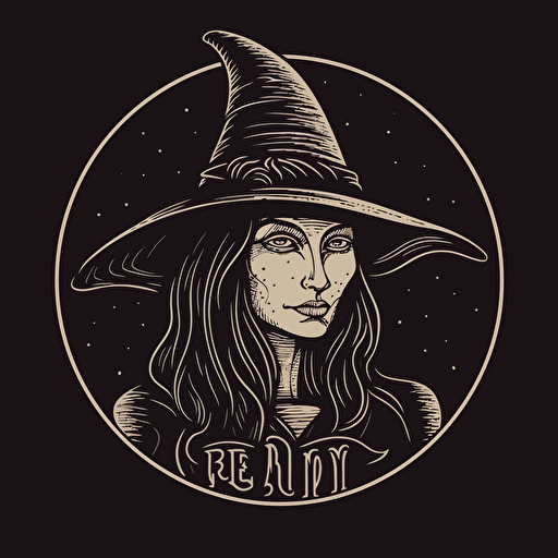 Vector logo of beer drinking witch, simply minimal, by Rob Janoff , color black