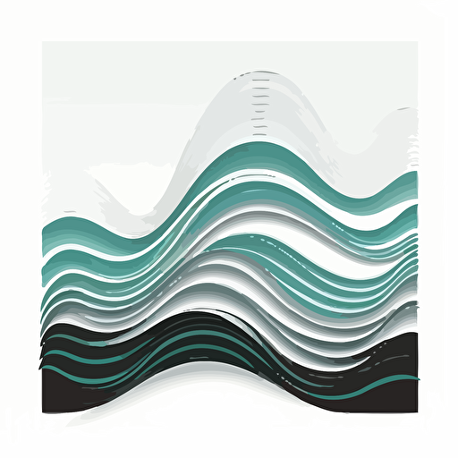 flat vector illustration waves with many layers white background