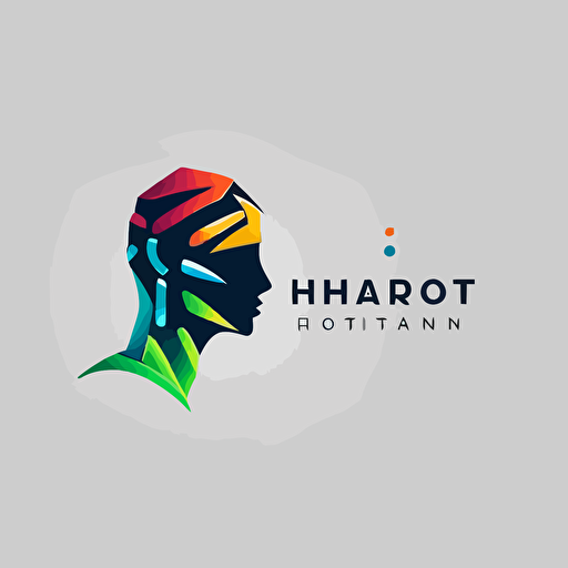 human to robot transition, technology company logo, tech colors palettes, modern, vector, great design, inspirational, perfect, clean, minimal, different texture, svg, flat desig