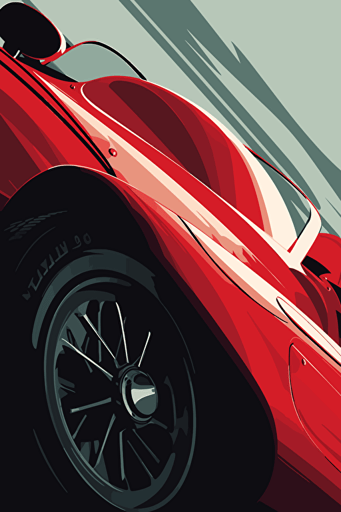 poster, Up close, extreme macro, 1950's racing event, minimalistic vector art,
