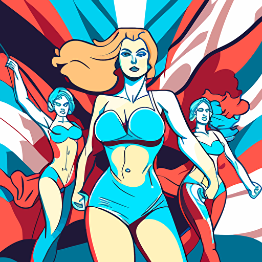 russian propaganda style image of transgender women to celebrate trans day of visibility by Leiji Matsumoto, foreshortening, 2d flat vector art, flat colors, comic book style transgender flag