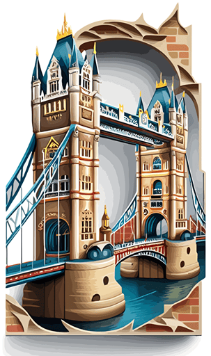 tower bridge, vector sticker style, white background, epic,