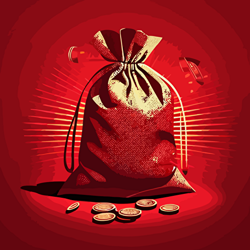vector money bag red background