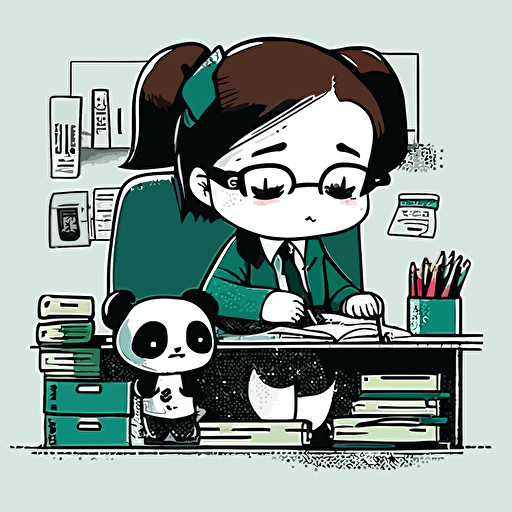 office panda girl vector